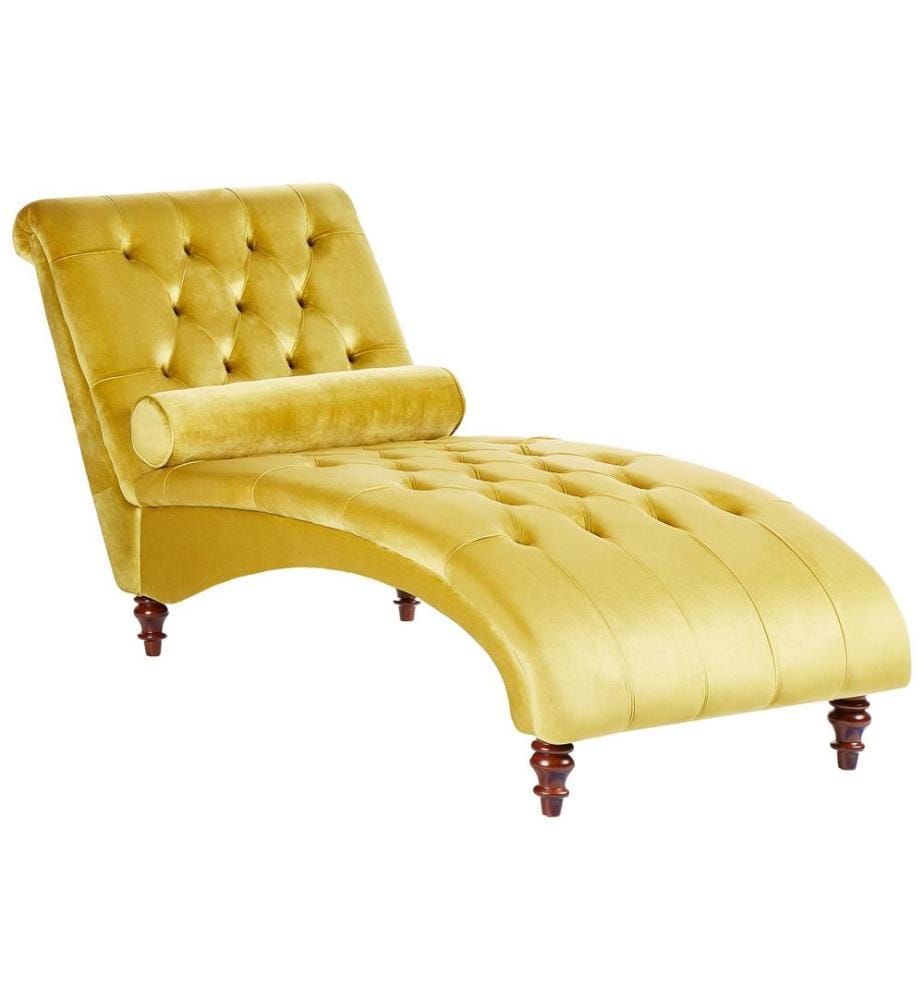 Chaise longue MURET Velours Moutarde