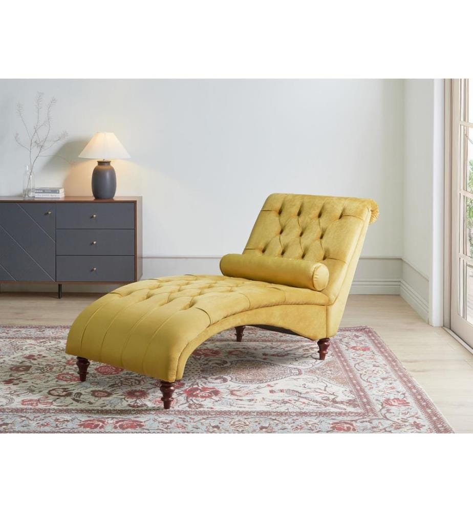 Chaise longue MURET Velours Moutarde