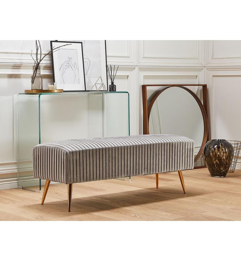 Banc rembourré PATERSON Velours Gris clair