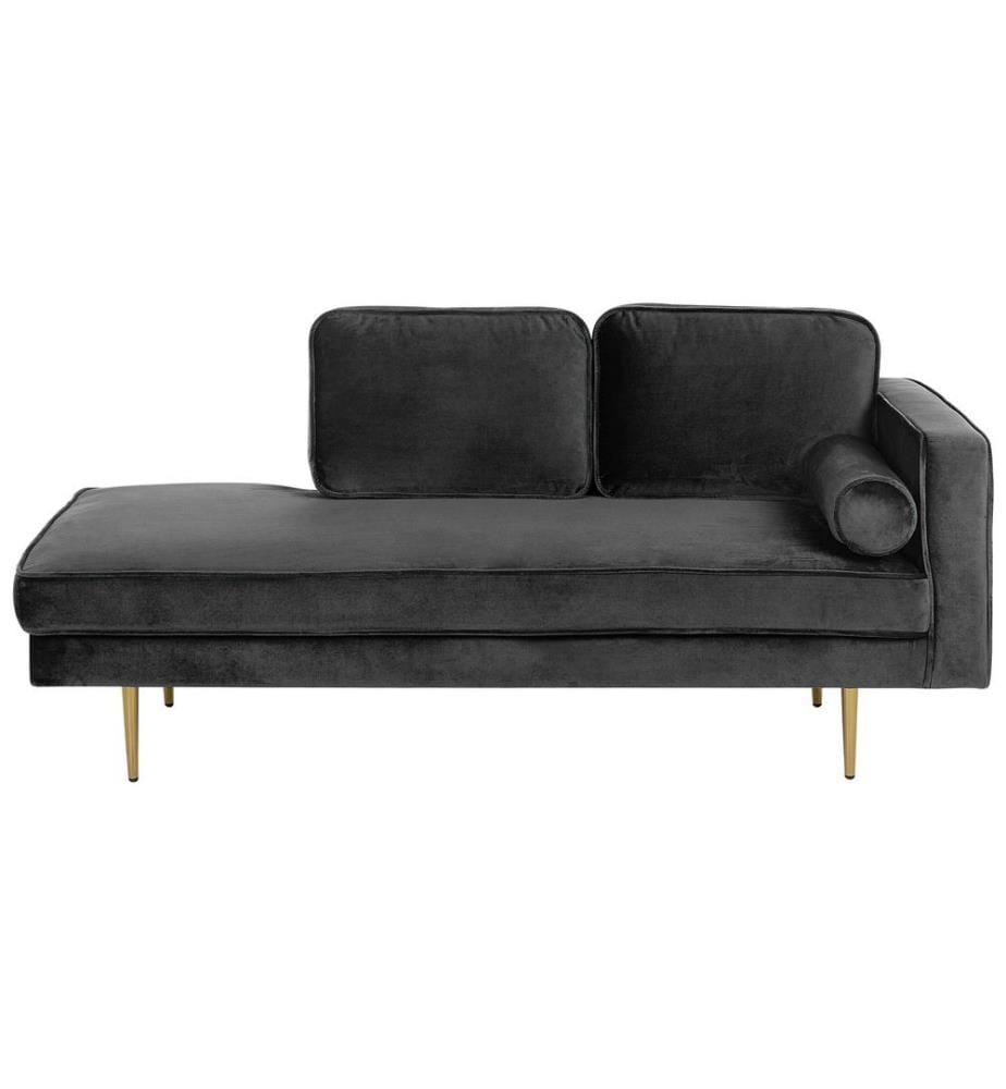 Rechtsseitige Chaiselongue MIRAMAS Samtstoff Schwarz