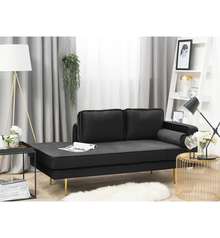 Rechtsseitige Chaiselongue MIRAMAS Samtstoff Schwarz