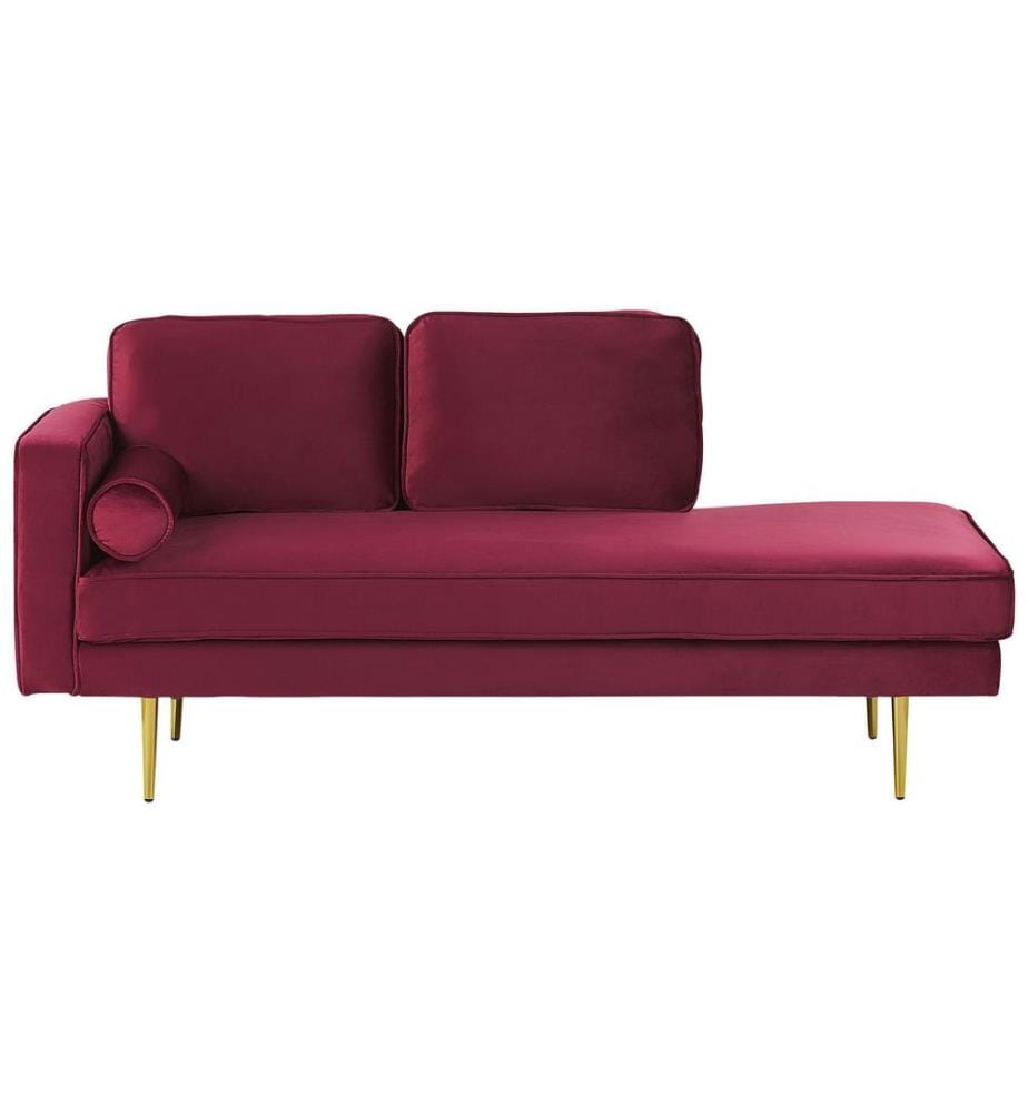 Linksseitige Chaiselongue MIRAMAS Samtstoff Dunkelrot