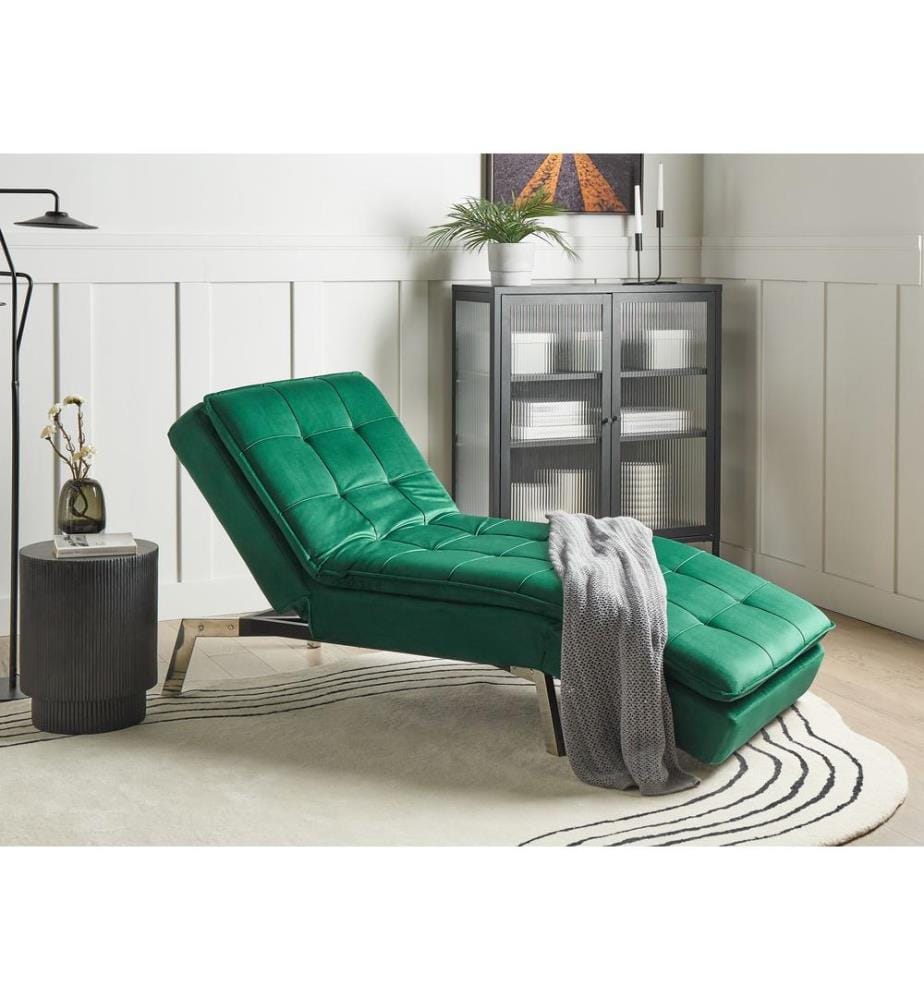 Chaiselongue LOIRET Samtstoff Smaragdgrün