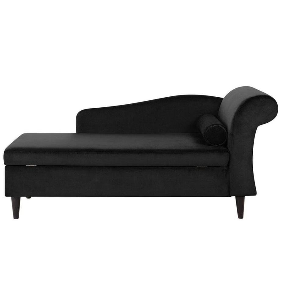 Rechtsseitige Chaiselongue LUIRO Samtstoff Schwarz mit Stauraum