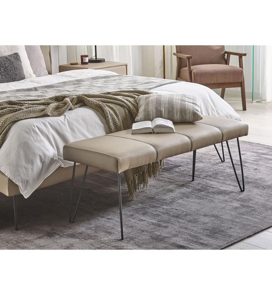 Upholstered Bench BETIN Faux Leather Sand Beige