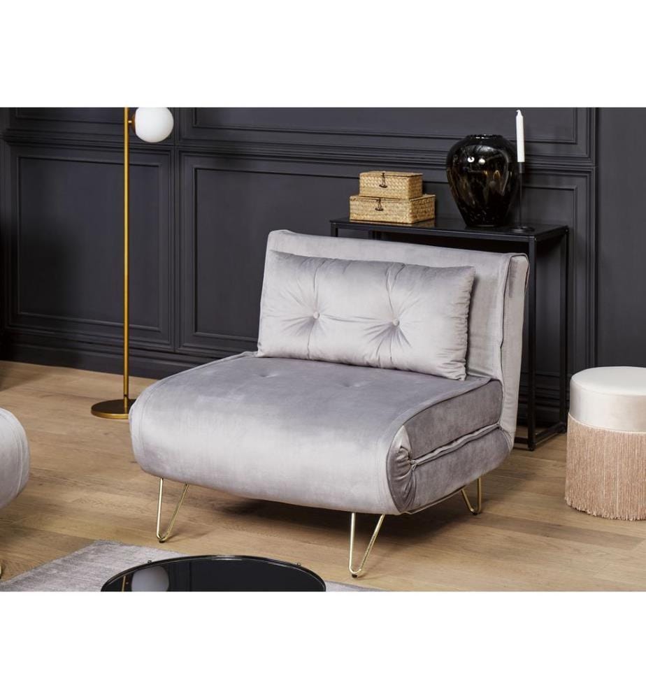 1-Sitzer Schlafsofa VESTFOLD Samtstoff Grau