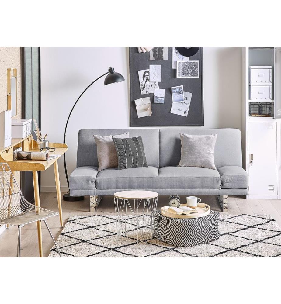 Divano letto 2 posti YORK Tessuto Grigio chiaro