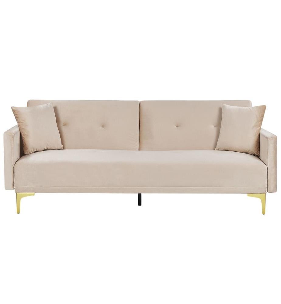 Divano letto 3 posti LUCAN Velluto Beige