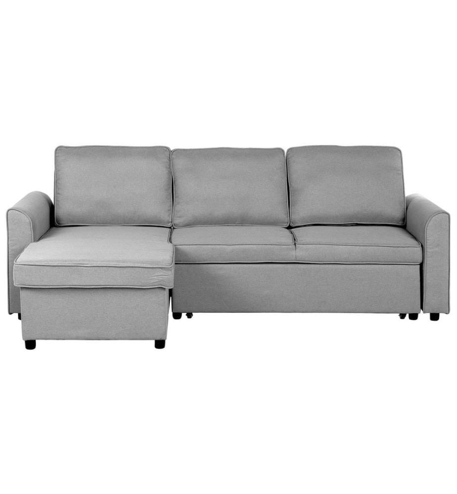 Corner Sofa Bed 3 Seater NESNA Fabric Light Grey with Storage Right Hand