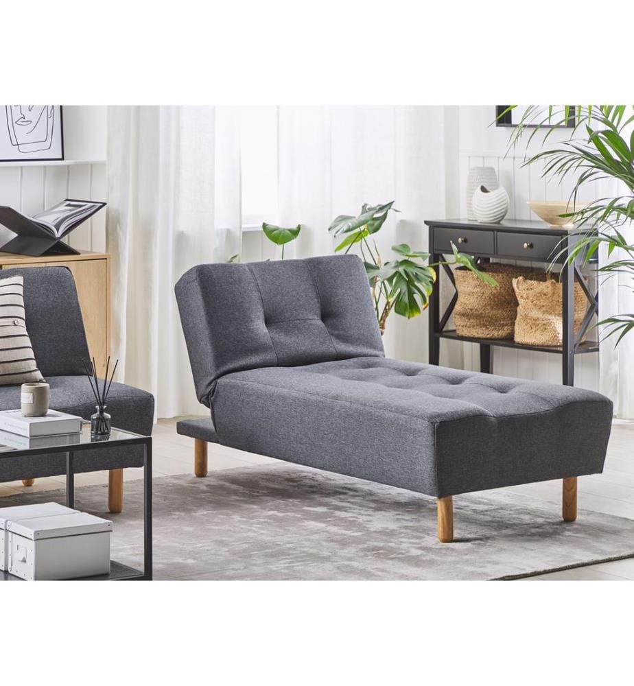 Chaiselongue ALSTEN Stoff Dunkelgrau