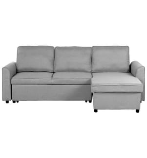 Canapé-lit d'angle 3 places NESNA Tissu Gris clair avec rangement Côté gauche