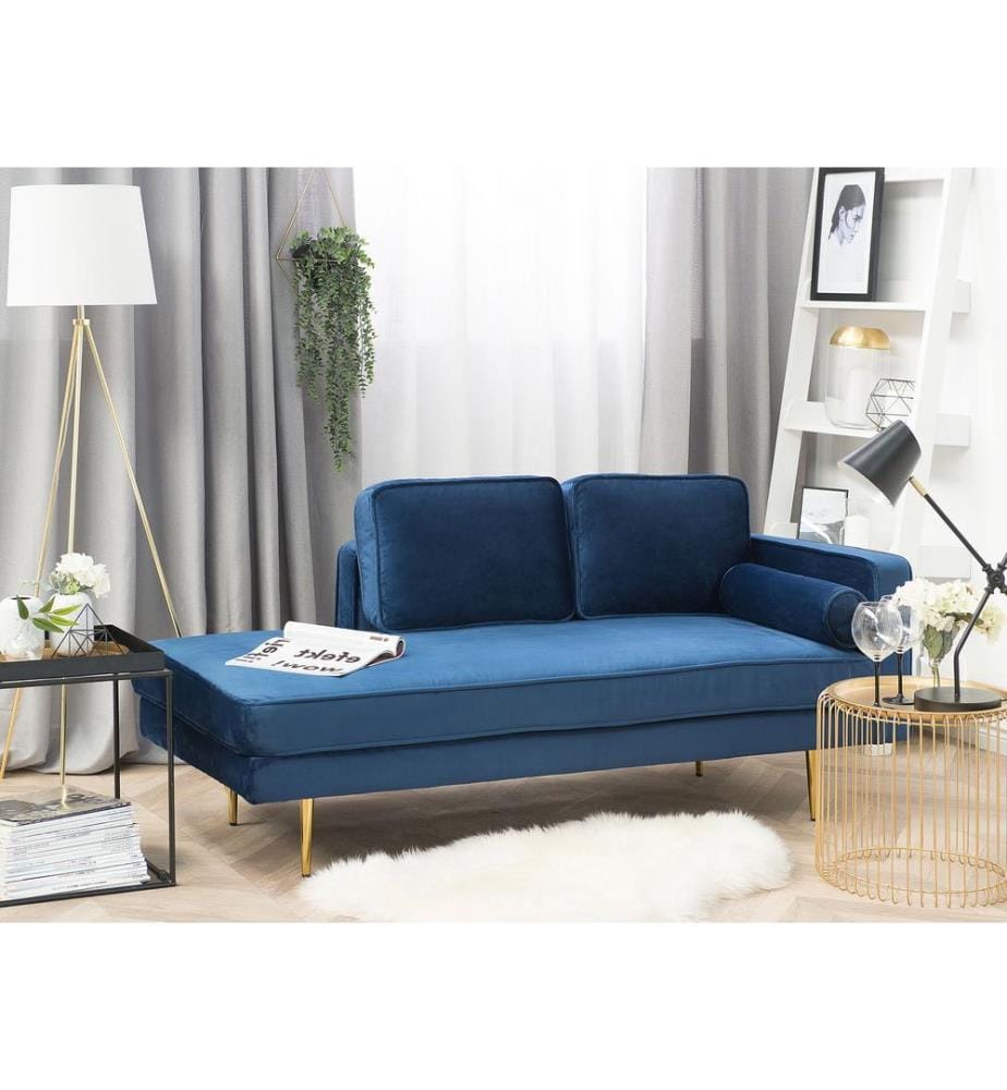 Rechtsseitige Chaiselongue MIRAMAS Samtstoff Marineblau