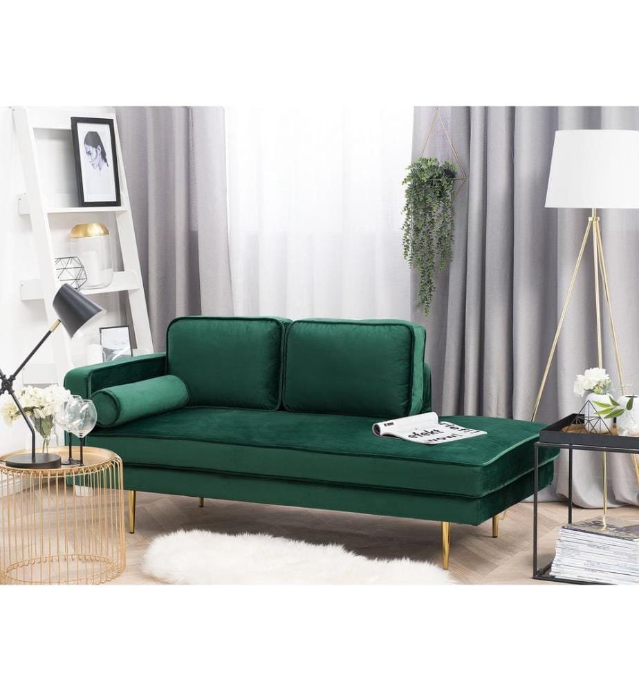 Linksseitige Chaiselongue MIRAMAS Samtstoff Smaragdgrün