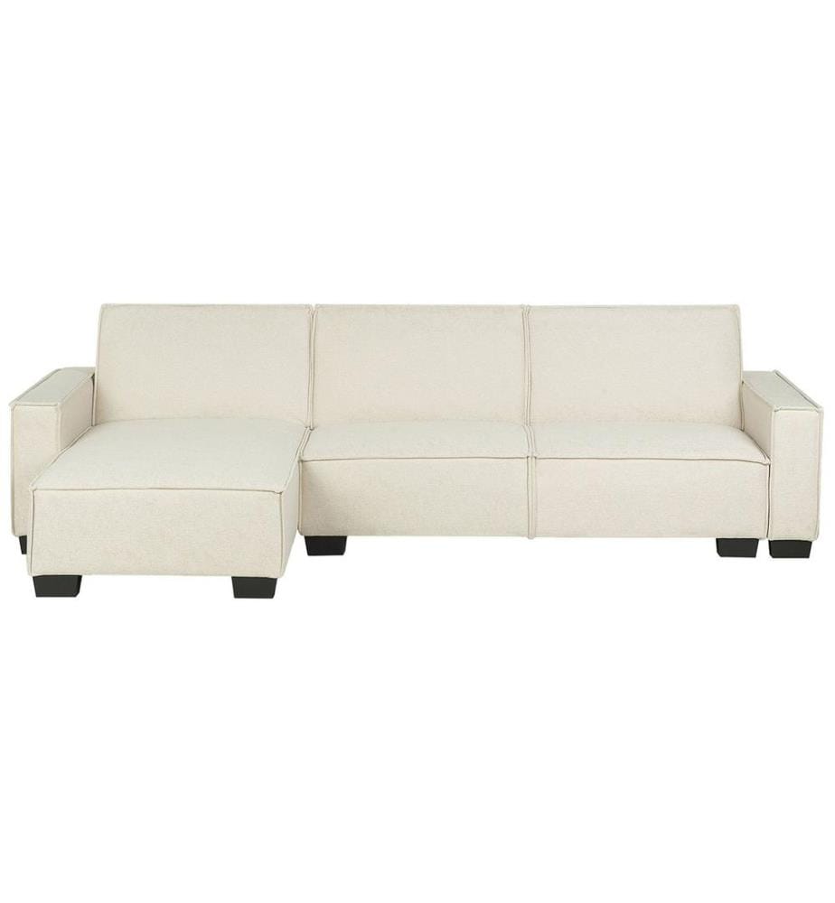 Eckschlafsofa 3-Sitzer ROMEDAL Stoff Beige rechtsseitig