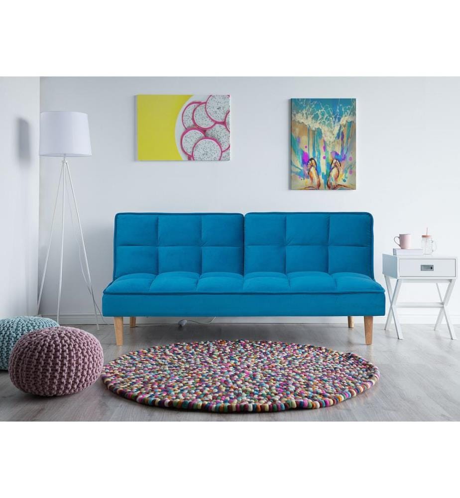 Schlafsofa 3-Sitzer SILJAN Stoff Seeblau
