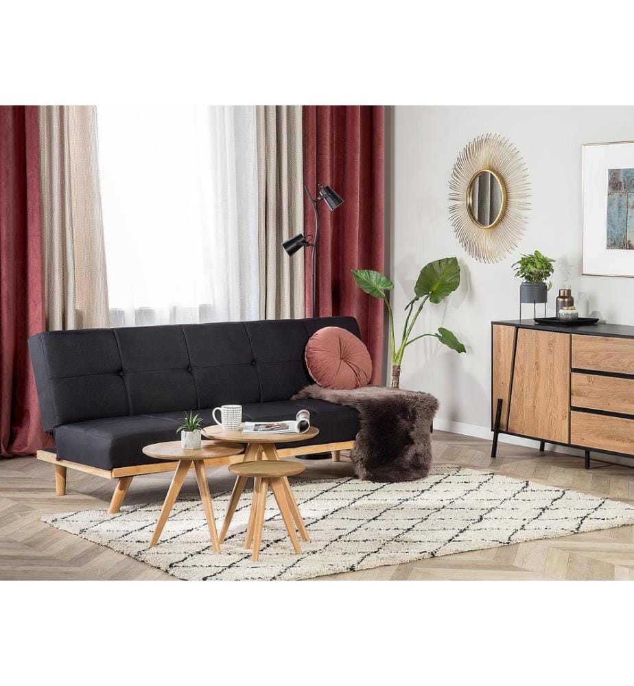 Schlafsofa 3-Sitzer FROYA Stoff Schwarz