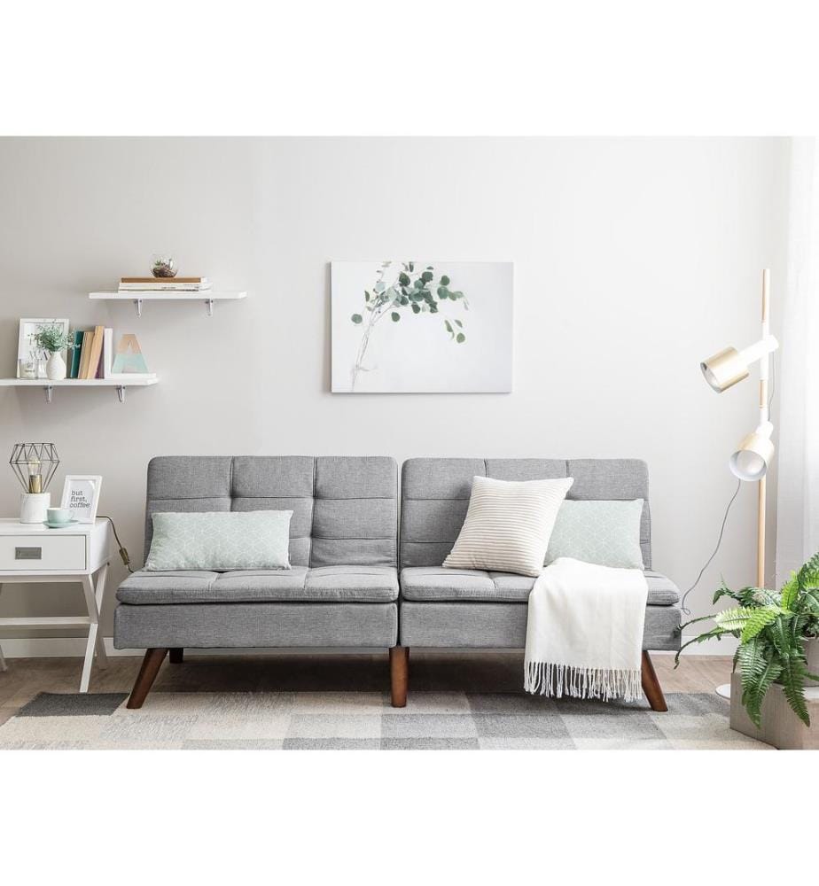 Sofa Bed 3 Seater RONNE Fabric Light Grey