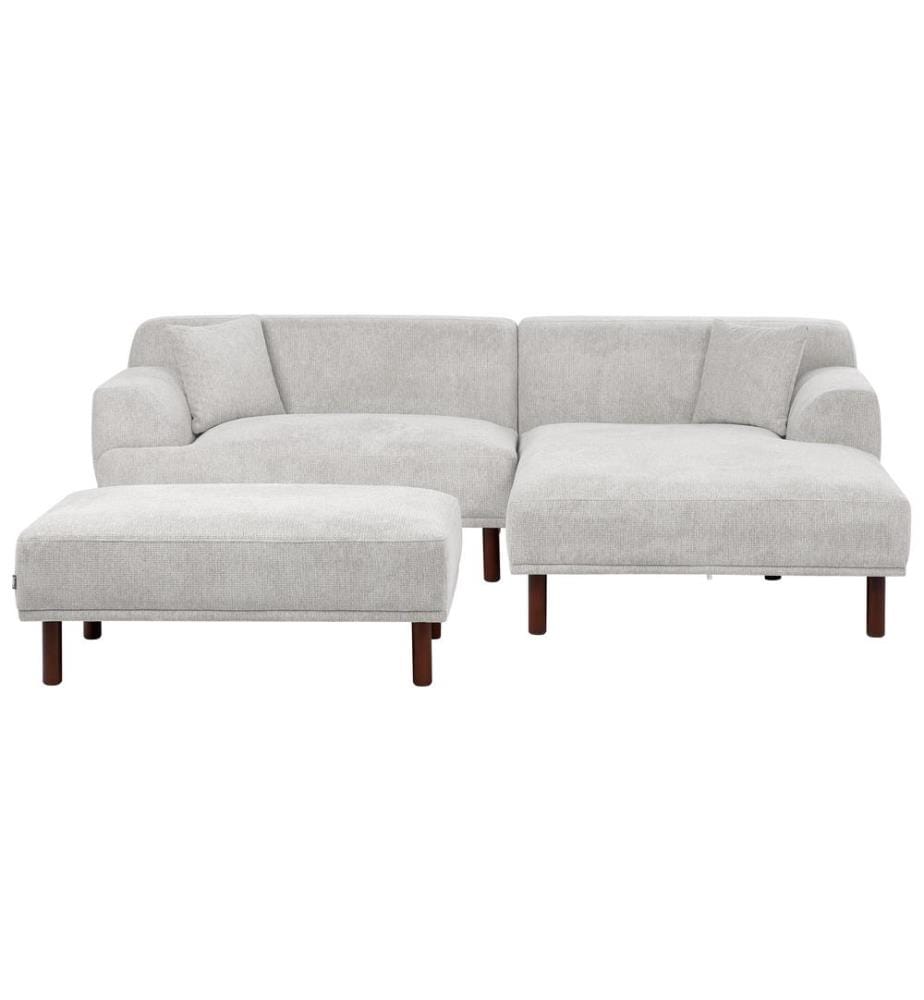 Ecksofa 3-Sitzer HOLT Stoff Hellgrau mit Ottomane linksseitig