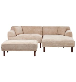 Ecksofa 3-Sitzer HOLT Stoff Beige mit Ottomane linksseitig