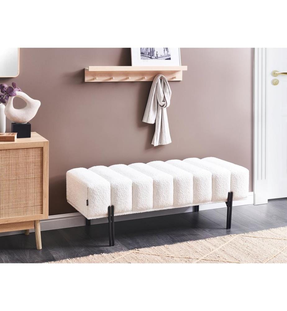 Upholstered Bench CAREY Chenille Off-White