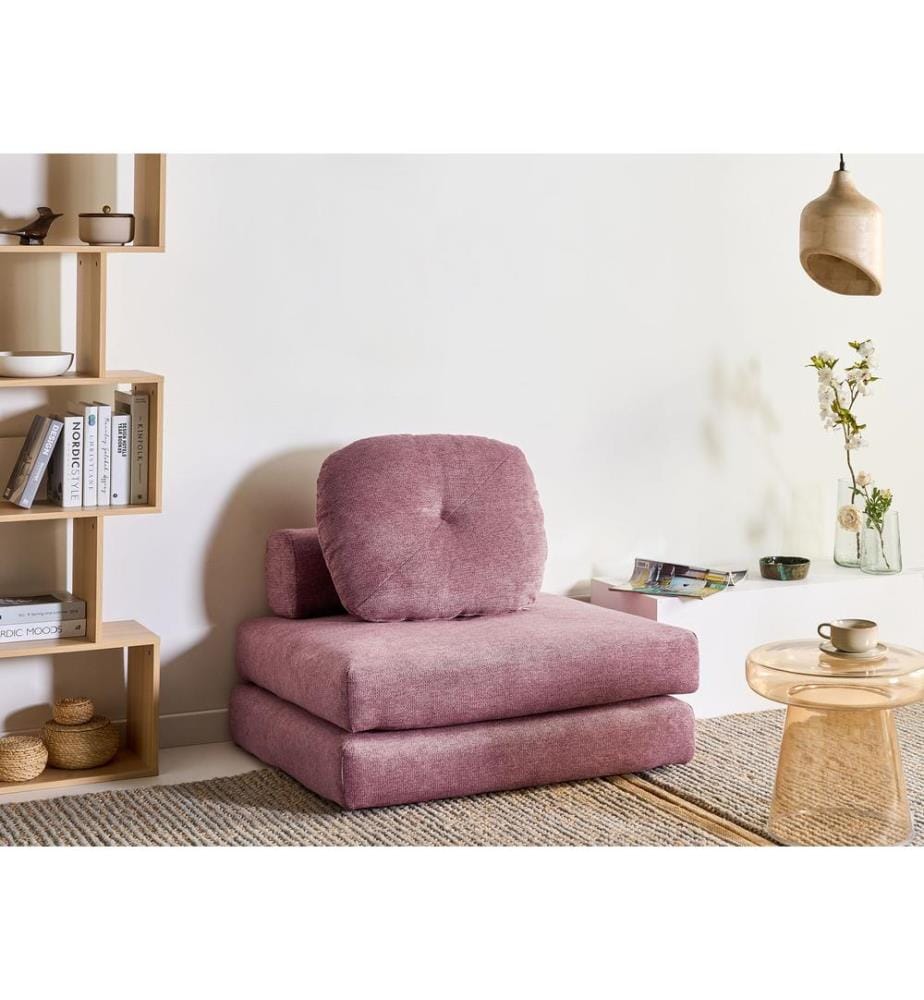 Fauteuil convertible OLDEN Tissu Rose