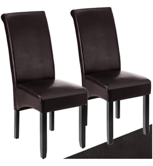 Sedia da sala da pranzo con seduta ergonomica - marrone, Set di 2