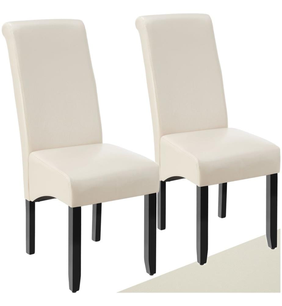Esszimmerstuhl aus massivem Hartholz - creme, 2er Set