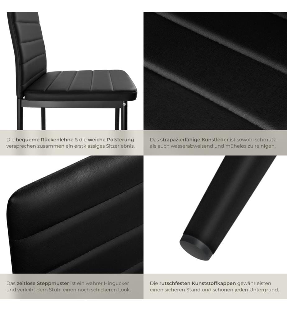 Esszimmerstühle Kunstleder - schwarz, 6er Set