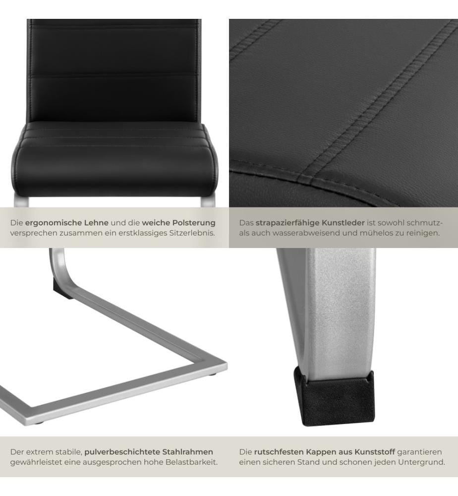 Esszimmerstühle Schwingstühle - schwarz, 4er Set