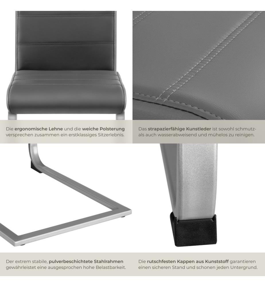 Esszimmerstühle Schwingstühle - grau, 4er Set