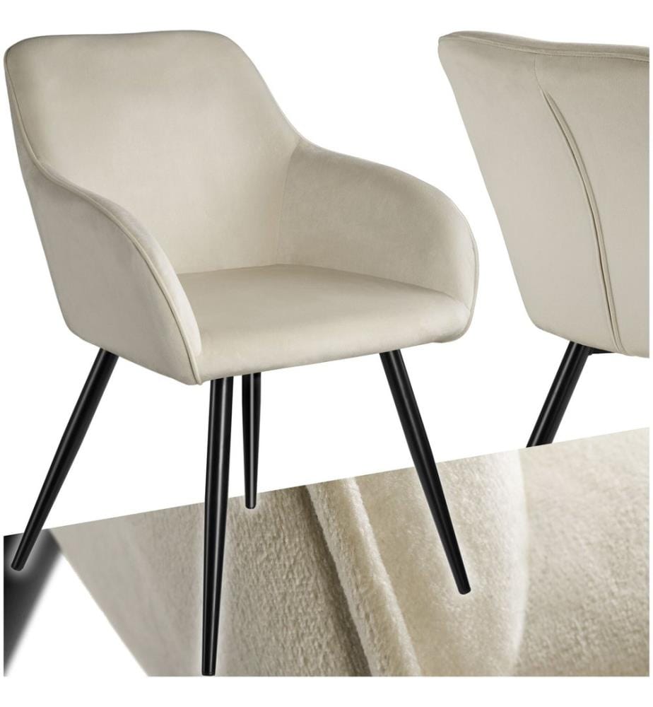 Stuhl Marilyn Samtoptik, schwarze Stuhlbeine - cremeschwarz, pro Stück