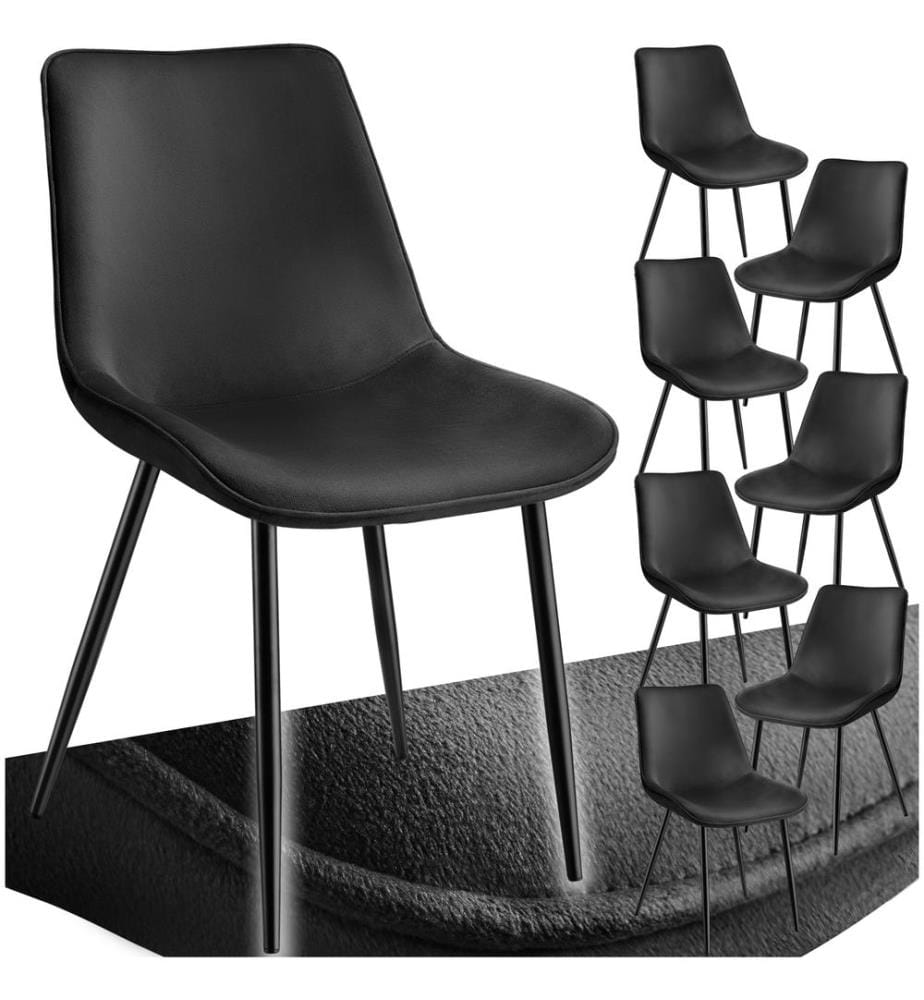Set Stuhl Monroe Samtoptik - schwarz, 8er Set
