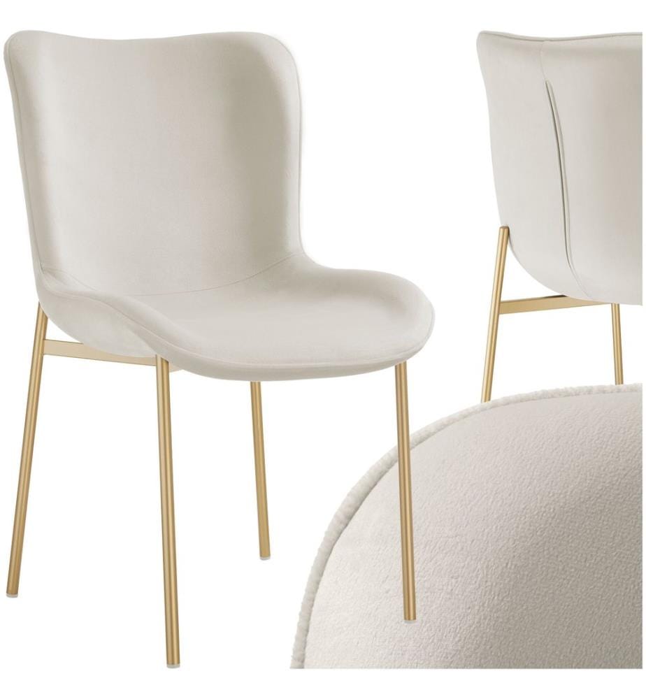 Chaise rembourrée Tessa - Aspect velours beigedoré, par pièce