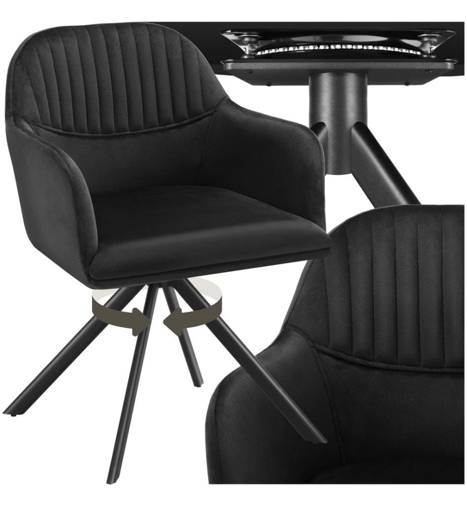 Chaise pivotante en velours Lona avec rembourrage épais - noirnoir, par pièce