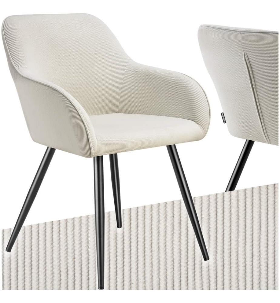 Stuhl Marilyn, Cordoptik, gepolstert - cremeschwarz, pro Stück