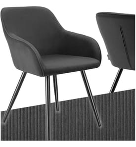 Dining Chair Marilyn - corduroy look, upholstered, armchair, continuous backrest - anthraciteblack, per piece