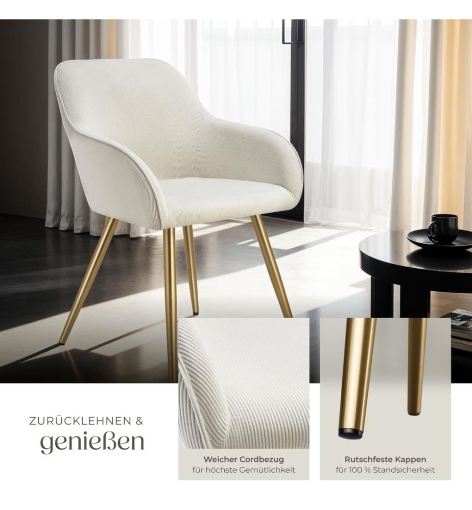 Stuhl Marilyn, Cordoptik, gepolstert - cremegold, 4er Set