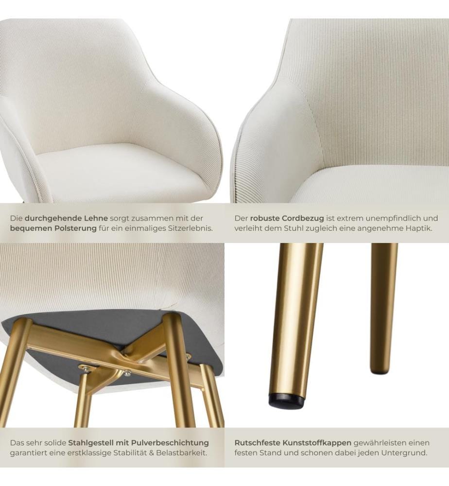 Stuhl Marilyn, Cordoptik, gepolstert - cremegold, 4er Set