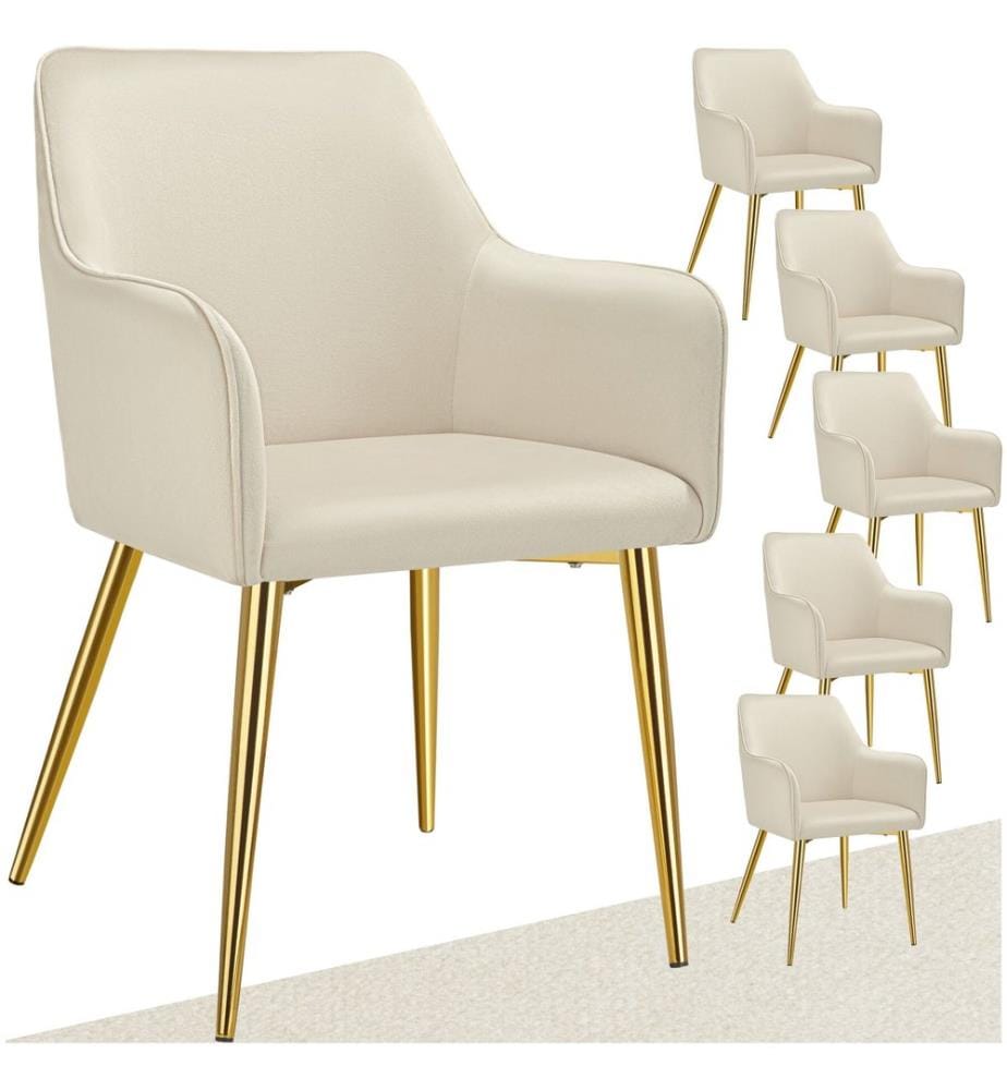 Armlehnstuhl Avane, Samtoptik, gepolstert - beige, 6er Set