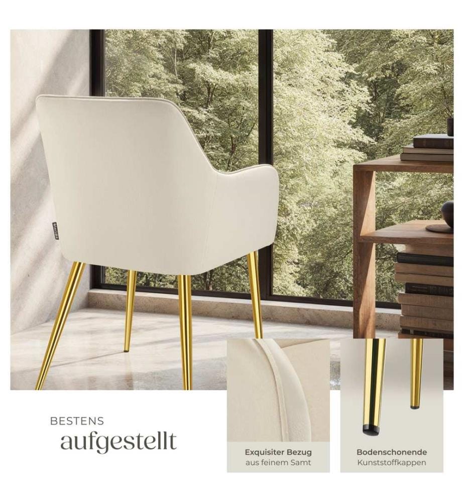Armlehnstuhl Avane, Samtoptik, gepolstert - beige, 6er Set