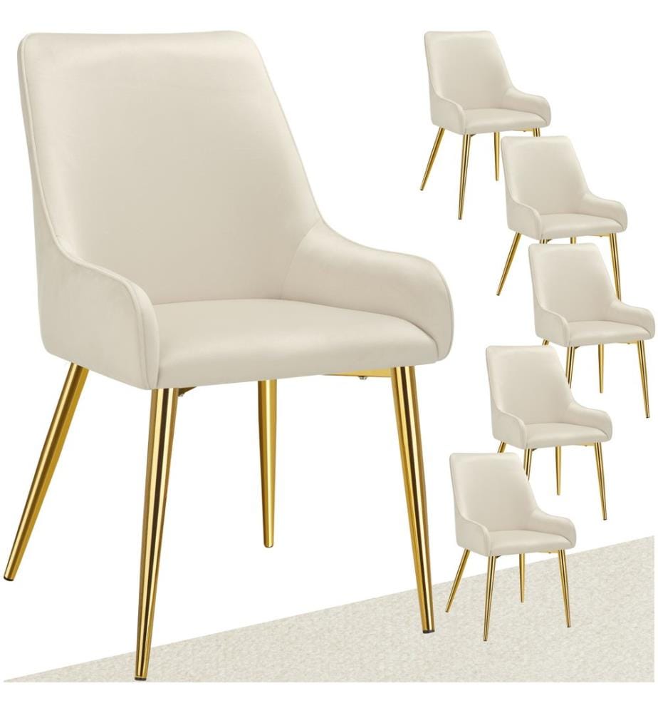 Polsterstuhl Avane, Samtoptik, Belastbarkeit 120 kg - beige, 6er Set