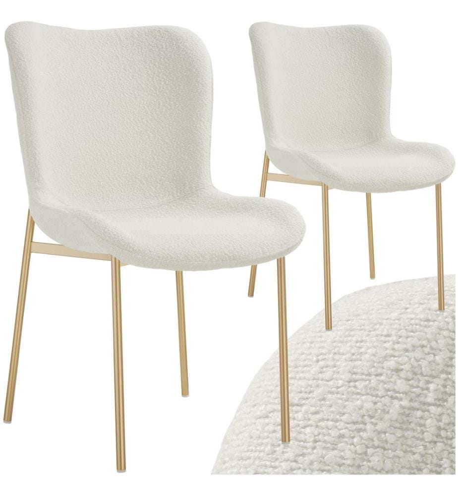 Polsterstuhl Tessa - Bouclé weissgold, 2er Set