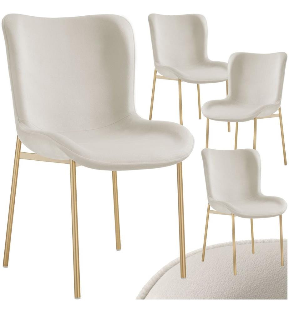 Polsterstuhl Tessa - Samtoptik beigegold, 4er Set