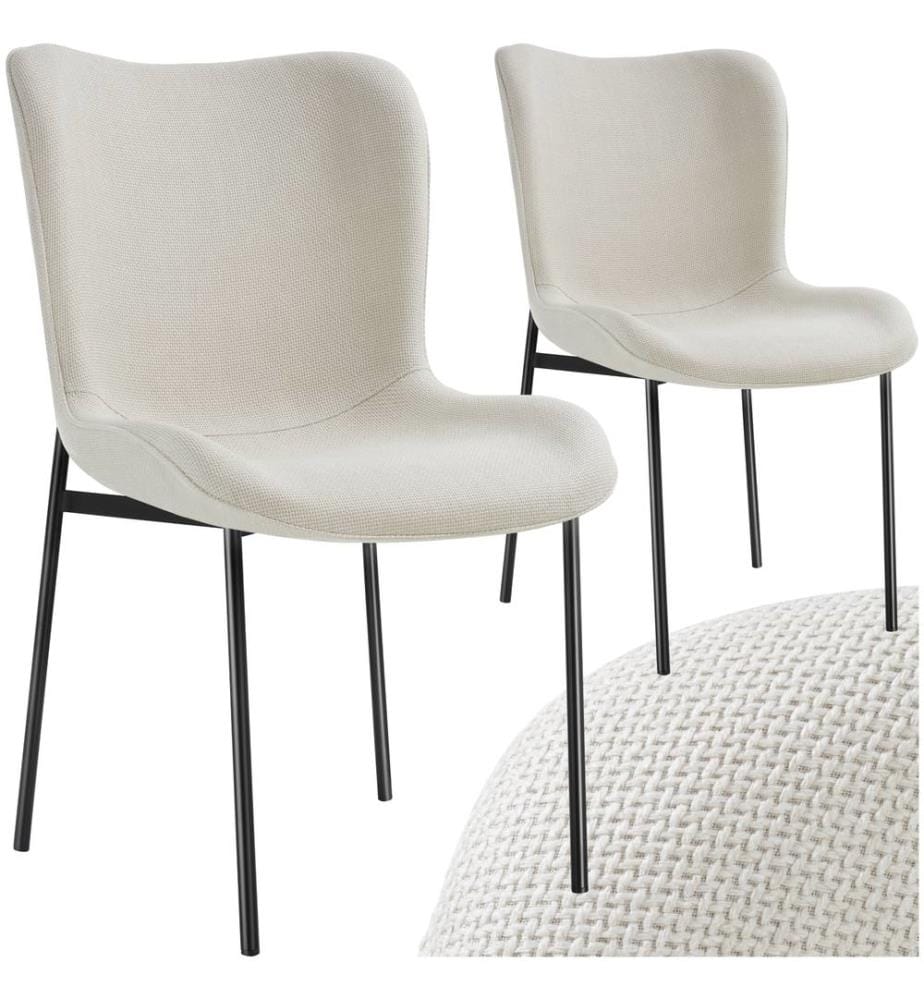 Polsterstuhl Tessa - Webstoff off-whiteschwarz, 2er Set