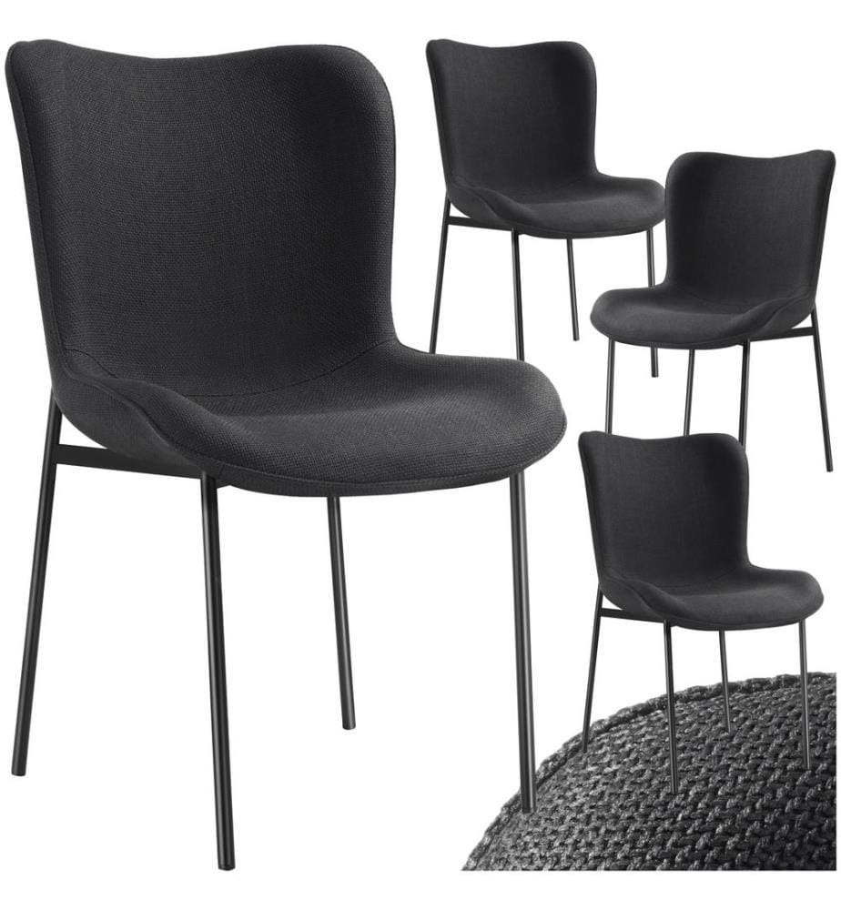 Polsterstuhl Tessa - Webstoff schwarzschwarz, 4er Set