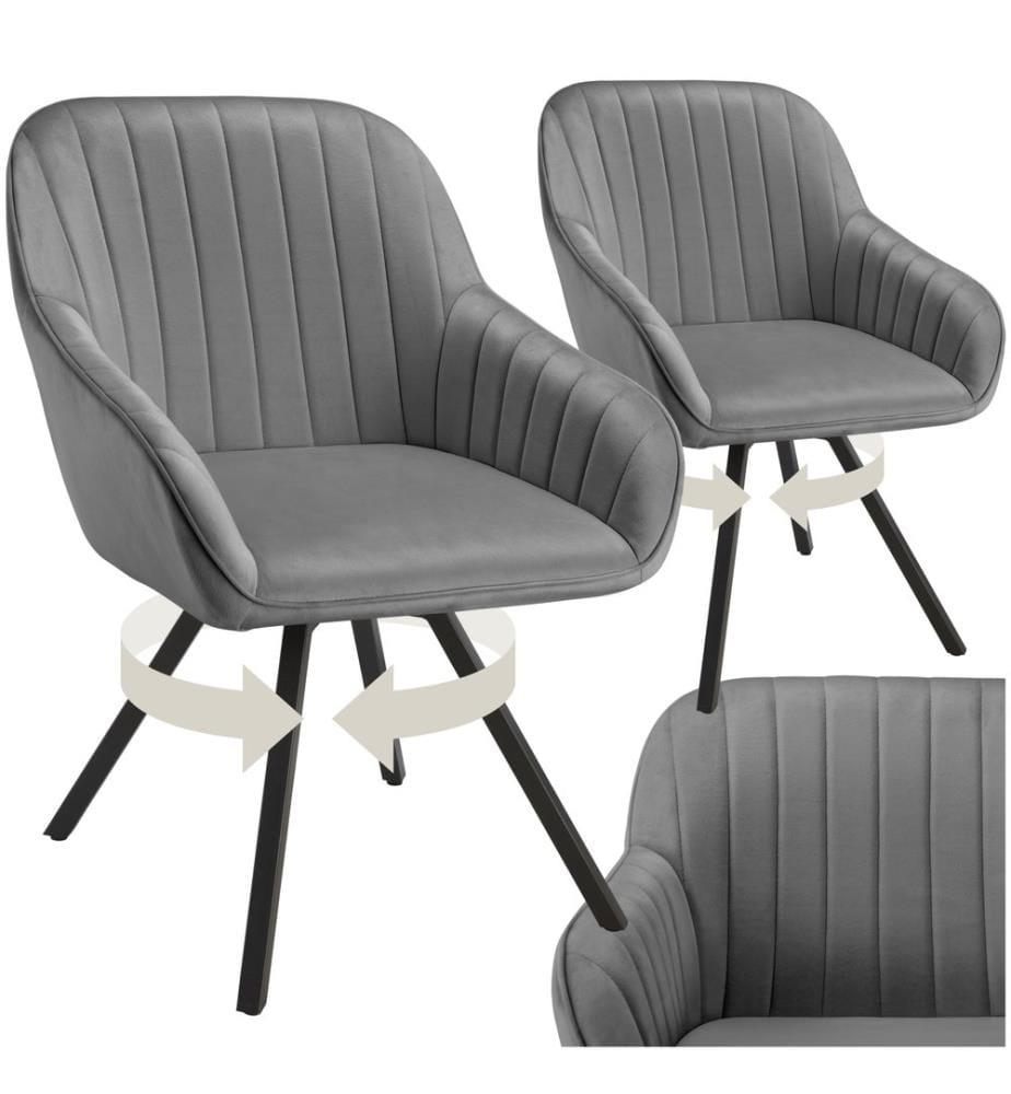 Drehbarer Armlehnstuhl Snug Samtoptik, gepolstert - grau, 2er Set