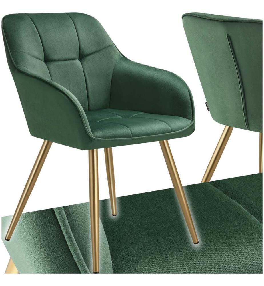 Sedia Marilyn, effetto velluto, trapuntata - verde scurooro, per pezzo