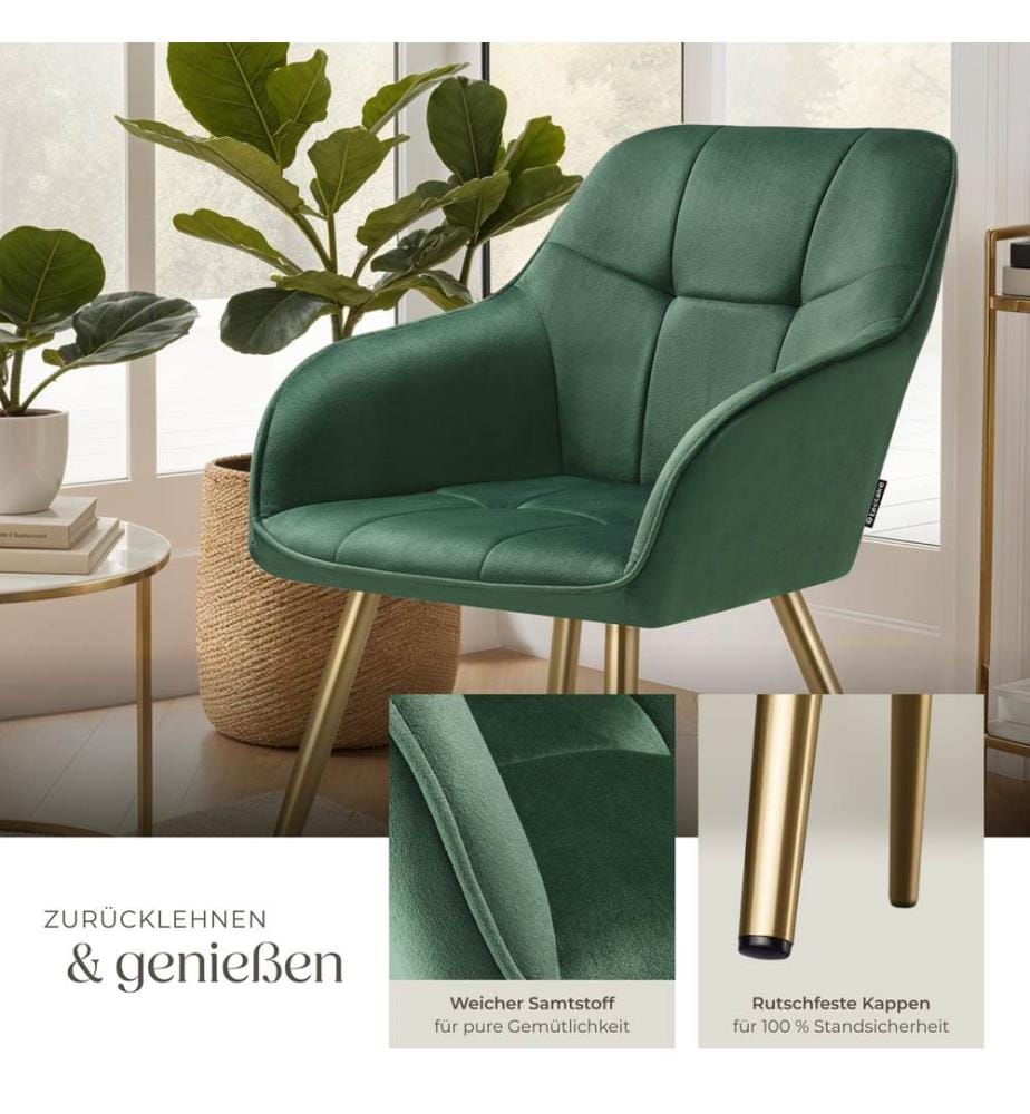 Sedia Marilyn, effetto velluto, trapuntata - verde scurooro, per pezzo