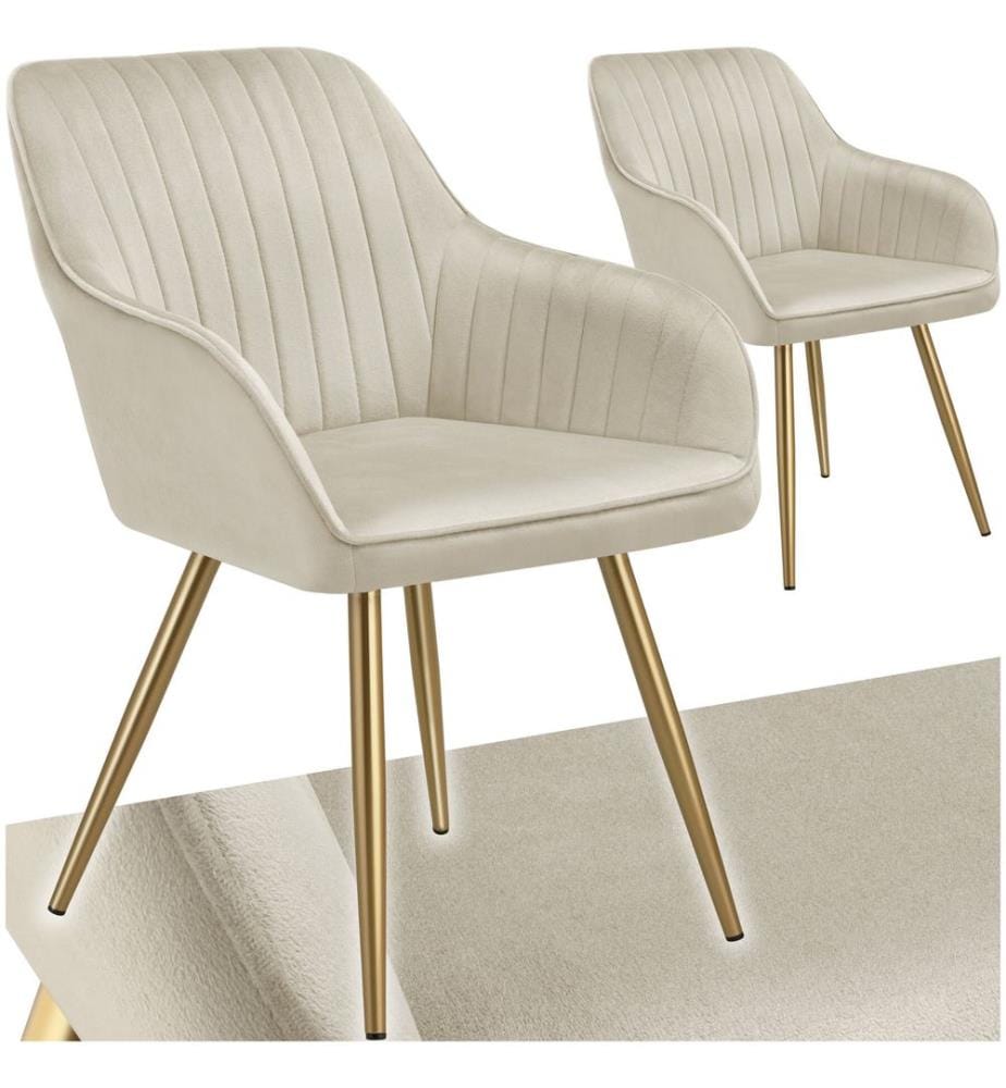 Stuhl Marilyn, Samtoptik, gesteppt - cremegold, 2er Set