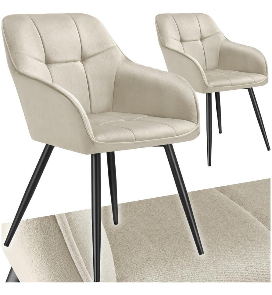 Stuhl Marilyn, Samtoptik, gesteppt - cremeschwarz, 2er Set